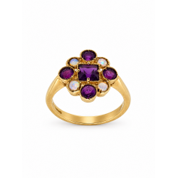 Pre Owned 9ct Amethyst and Pearl Ring ZC127